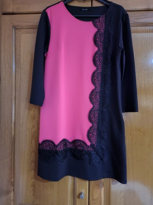 Vestido preto e rosa tamanho L