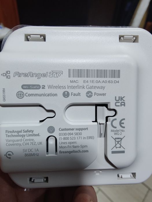 інтернет-шлюзу безпеки FireAngel Pro Connected Smart Gateway модель: WG-2