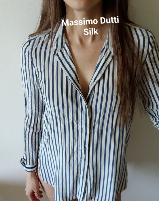 Massimo Dutti koszula w paski jedwabna 38