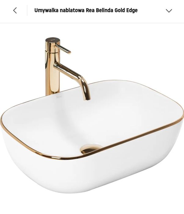 Umywalka Nablatowa Belinda Gold Edge Ceramiczna 46.5 x 33