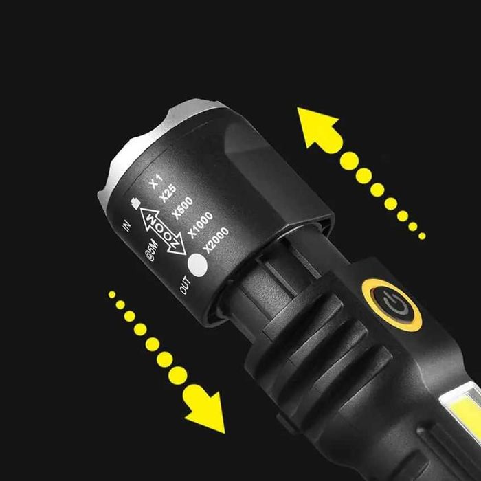 Latarka taktyczna led akumulatorowa usb zoom diody xpe cob