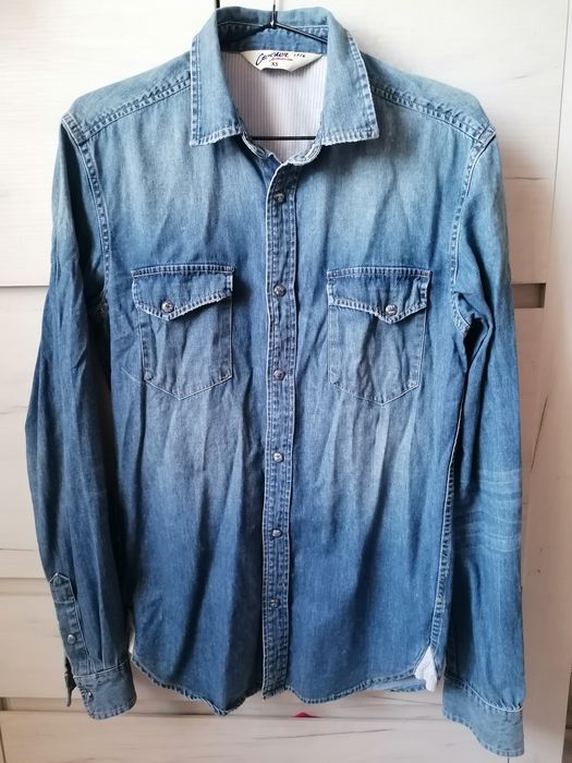 Koszula męska jeans jeansowa napy XS S m