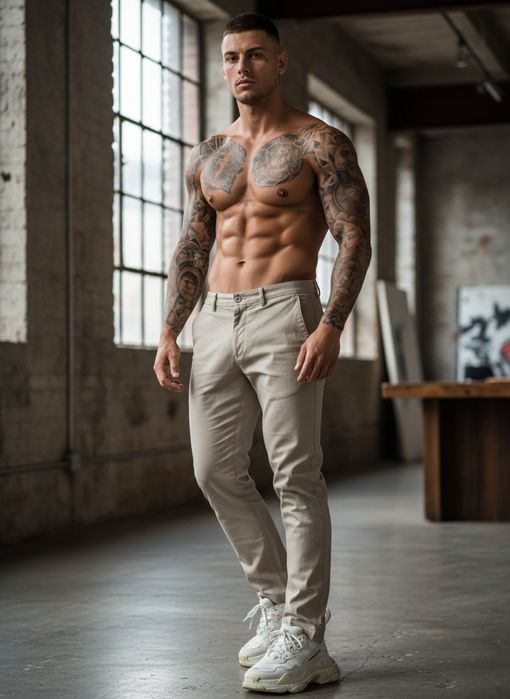 Брюки Чиносы H&M ориг., р. 52 (36R), хлопок, бежевые. Отличное сост.