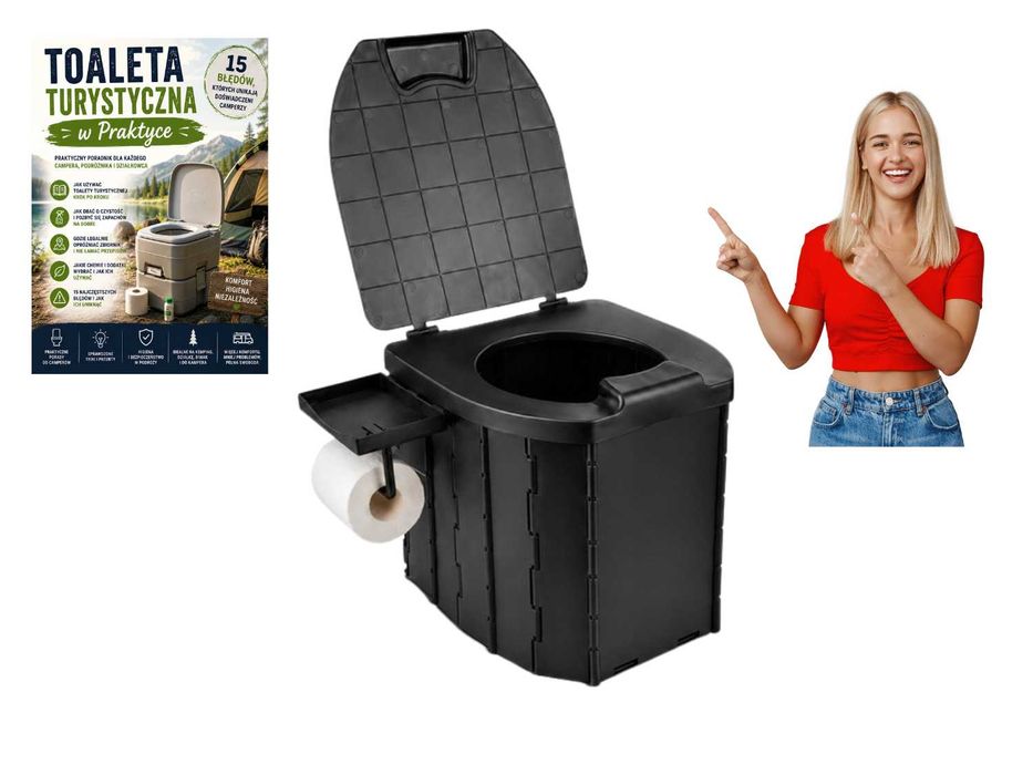 Toaleta przenośna turystyczna + GRATIS EBOOK! kempingowa składana Mobilna + AKCESORIA