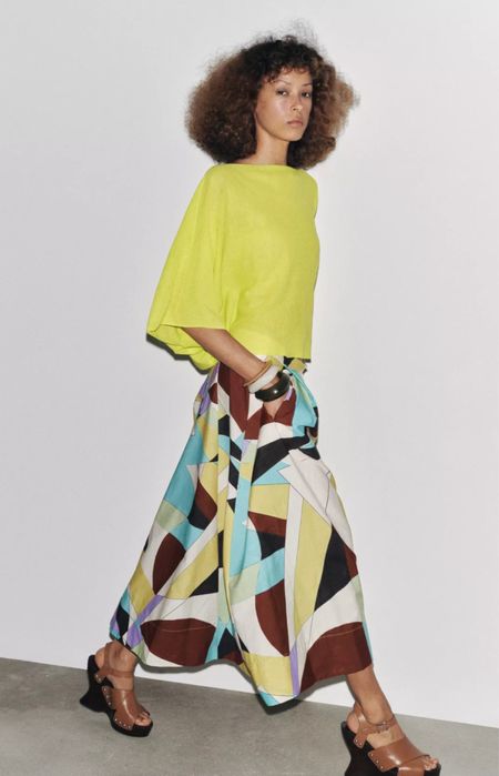 Спідниця Zara міді з геометричним принтом, XS, нова