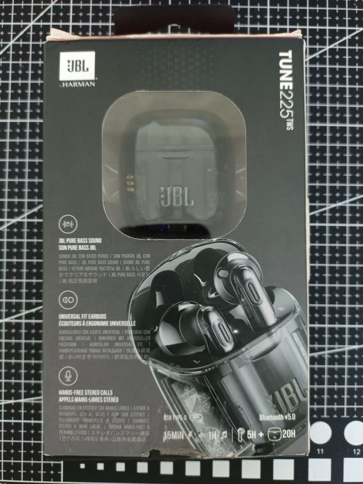JBL Tune 225 TWS w wersji Ghost Black - prawa uszkodzona