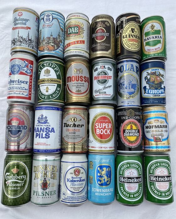 Latas de coleção antigas, anos 80 e 90