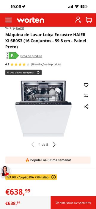 Máquina de Lavar Loiça Encastre HAIER XI 6B0S3 (16 Conjuntos