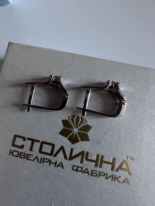 Сережки сюф біле золото з діамантом