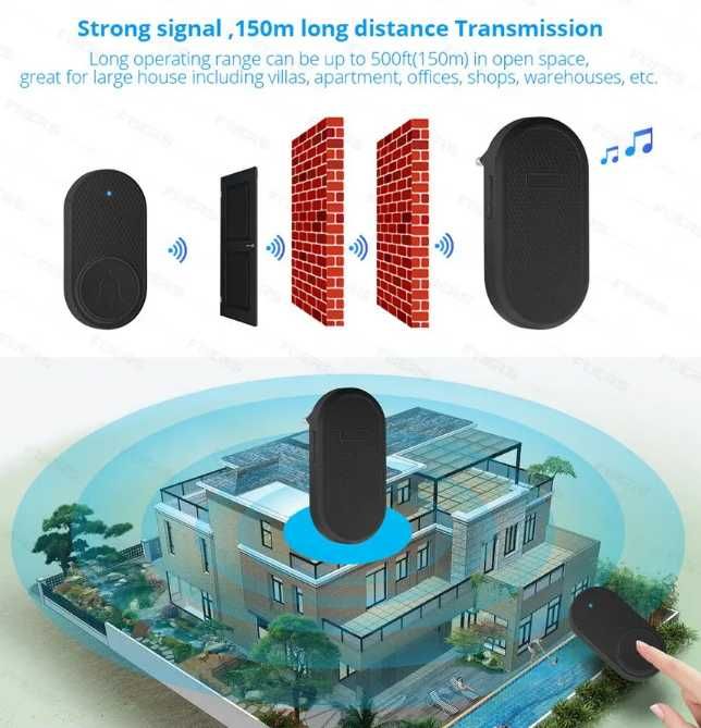 Бездротовий дверний дзвінок Fuers Беспроводной дверной звонок на 150 м