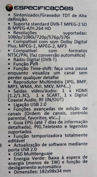 TDT sintonizador gravador de alta definição NPG-DHT 310NP