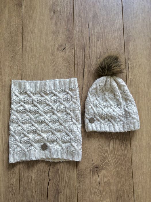 Комплект вʼязаний Шапка и снуд, хомут шарф 1,5-3 года, осень зима
