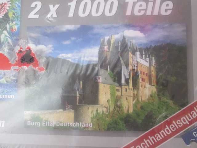puzzle 2 x 1000 szt. kwiaty i zamek - nowe na prezent gratis wysyłka