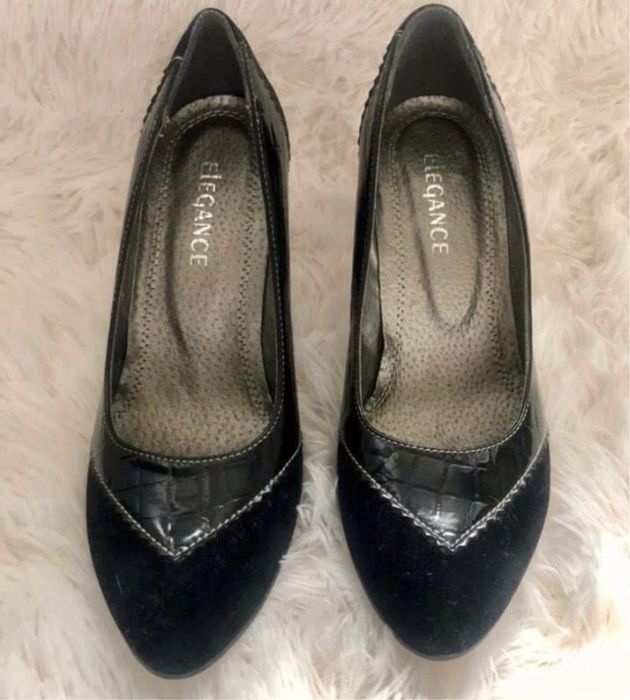 Buty czółenka na niższym obcasie