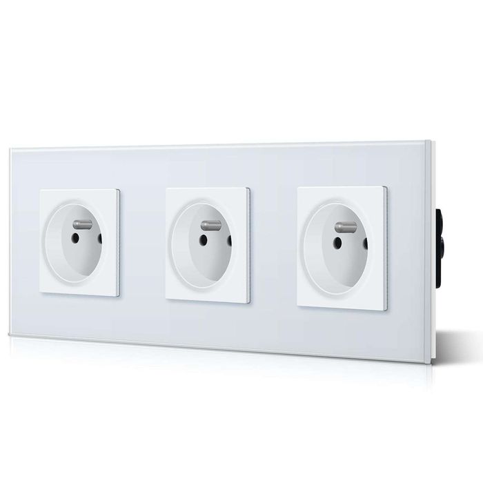 Gniazdo ścienne 16A francuskie szklany panel dotykowy 86x86 mm