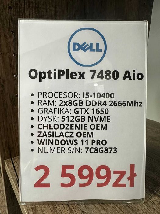 Komputer Dell OptiPlex 7480 Aio i5-10400/2x8GB/512GB/GTX 1650/WIN stan bdb gwarancja