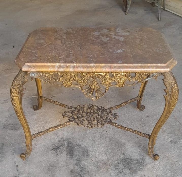 Vintage Marble and Iron Table