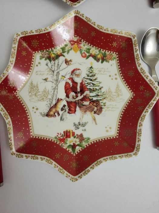 Новогодняя посуда рождество тарелки новорічний посуд