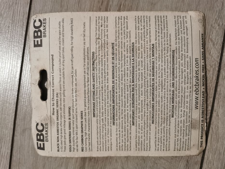 Yamaha xt 660 klocki hamulcowe