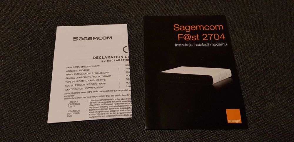 Modem WiFi router Sagemcom Fast 2704 zestaw