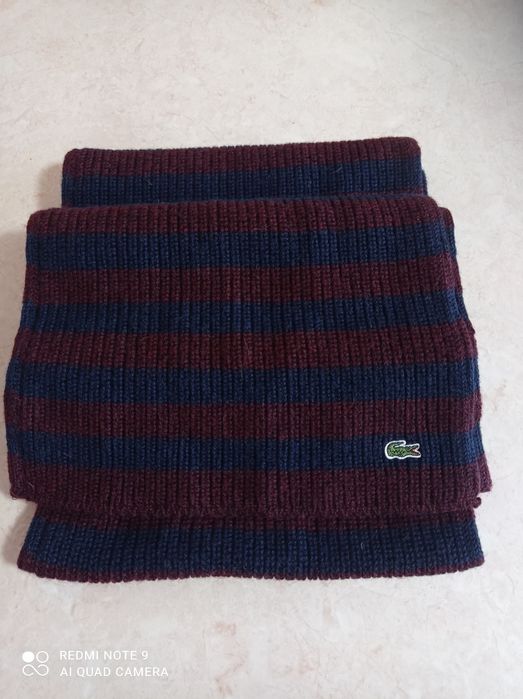 Nowy szal szalik męski Lacoste wełniany wełna