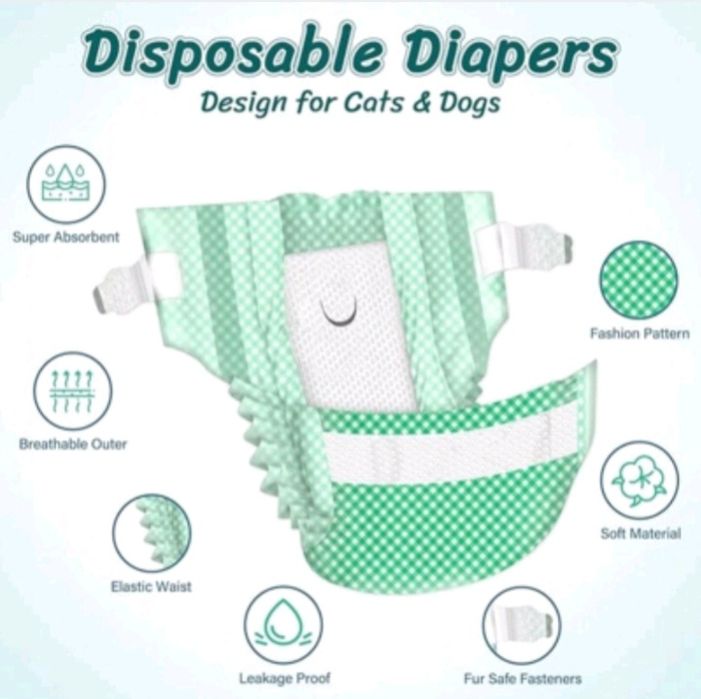 MICOOYO Jednorazowe pieluchy dla szczeniąt i kotów - XXS, 24 sztuki