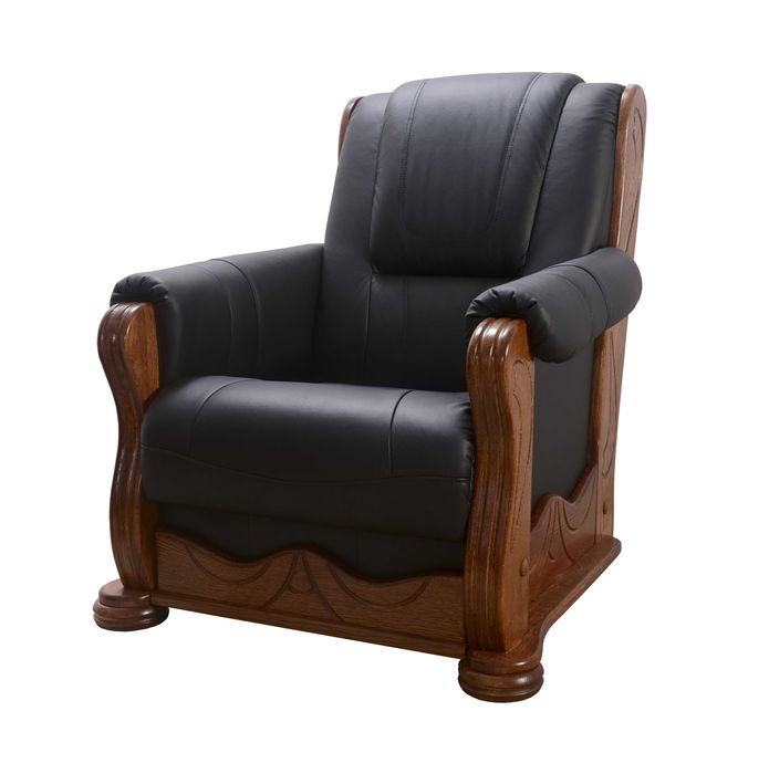 Fotel klasyczny "KOMFORT" skóra naturalna/dąb PRODUCENT