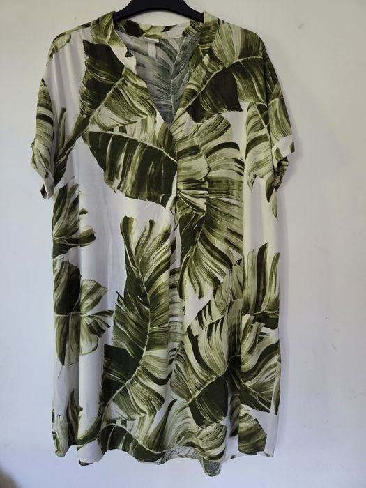 Letnia sukienka tunika H&M oversize w liście palmowe bananowca rozmiar L