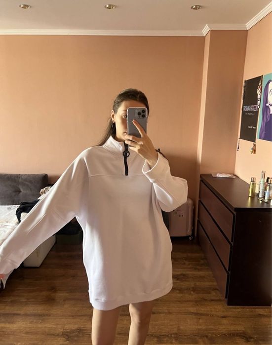 Худи на флисе белый