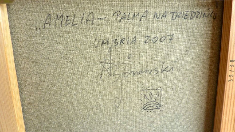 Obraz AMELIA Palma na dziedzińcu Andrzej Borowski akryl na płótnie