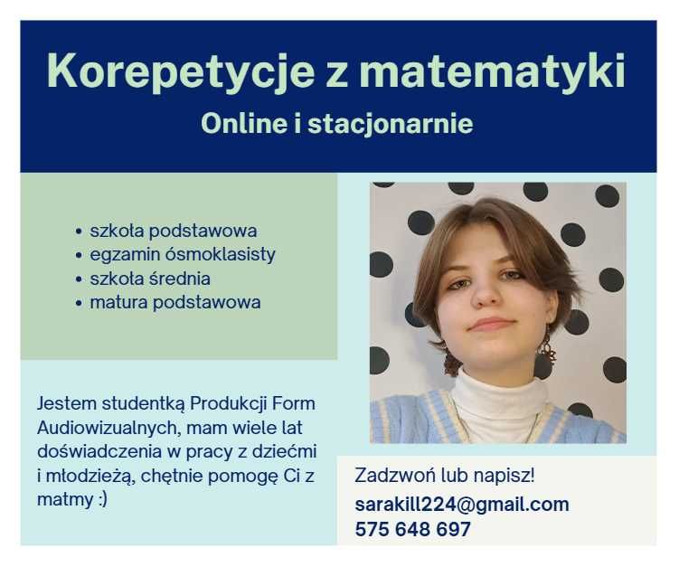 Korepetycje matematyka szkoła podstawowa i średnia - online i stacjonarnie