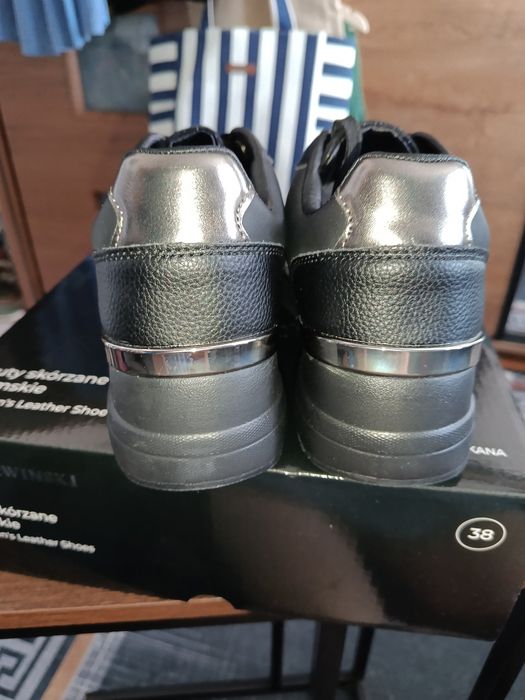Nowe skórzane buty sneakersy Cholewiński czarne 38
