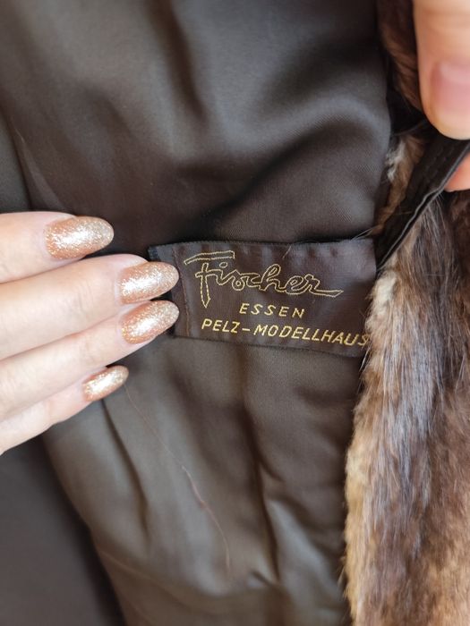 Futro z norek naturalne długie brazowe