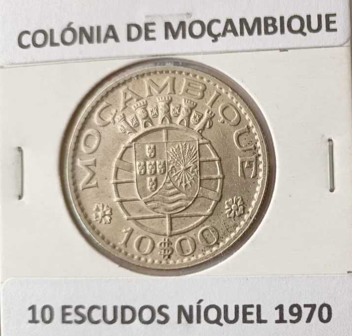 3 Moedas Portuguesas 10 Escudos Níquel da  Ex Colónia Moçambique