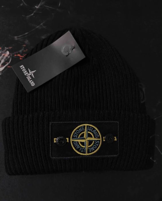 Czarna Czapka Stone Island
