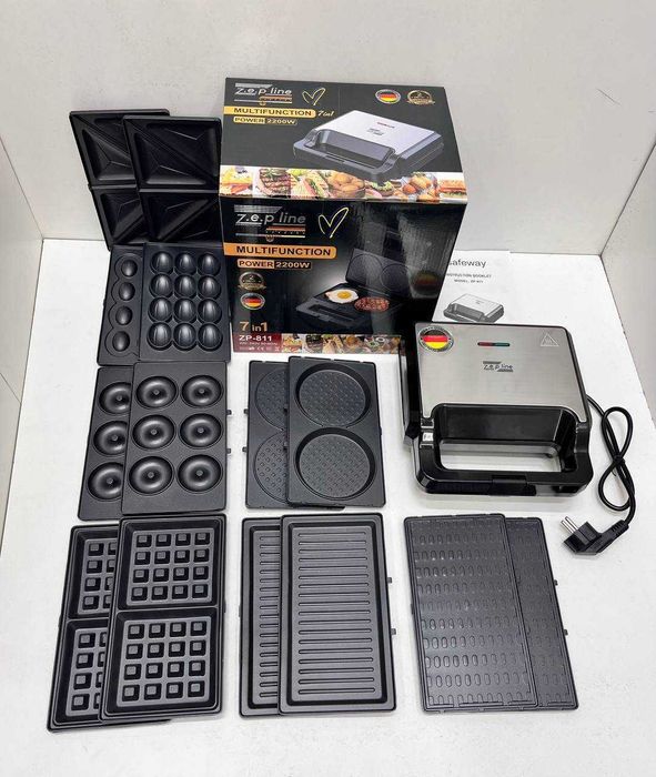 Вафельниця гриль сендвічниця бутербродниця 7в1 нова горішки пончики