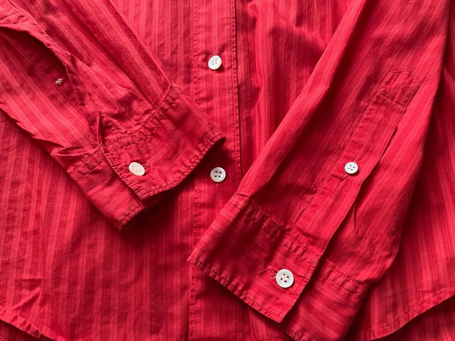 Hugo Boss Short Length czerwona bawełniana koszula z długim rękawem rozmiar M