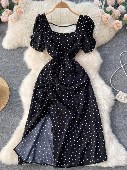 Сукня міді чорна в горох, 42-44