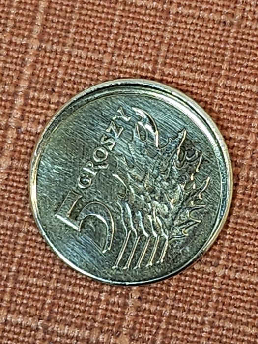 Potężny destrukt 5 groszy 2010 | Wybicie poza kołnierzem | unikat