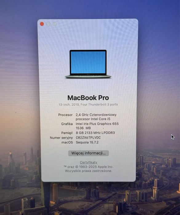 GWARANCJA Macbook Pro 13 Space Grey