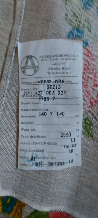 Piękne obrusy lniane PRL