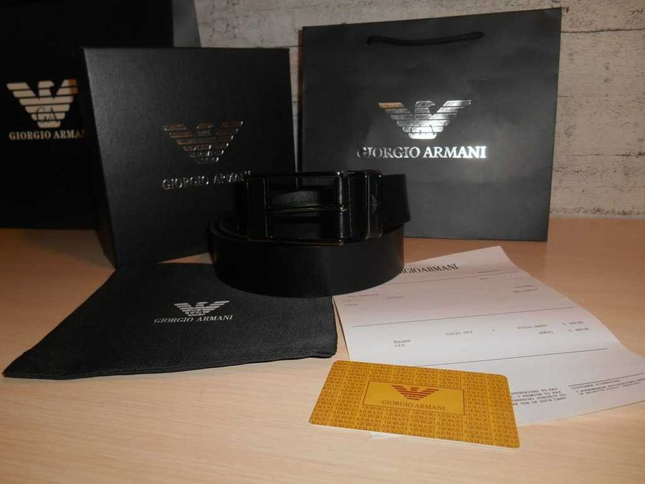 Emporio Armani Męski pasek firmowy, skóra naturalna