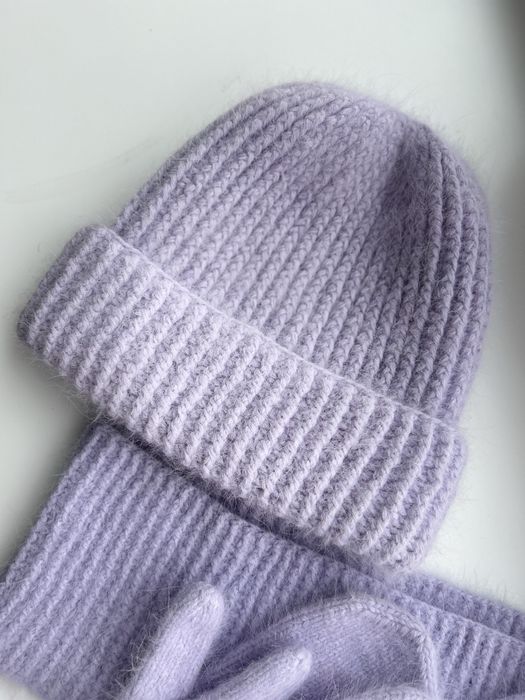 Зимова шапка, рукавички та шарф з пуху норки, ручна робота,