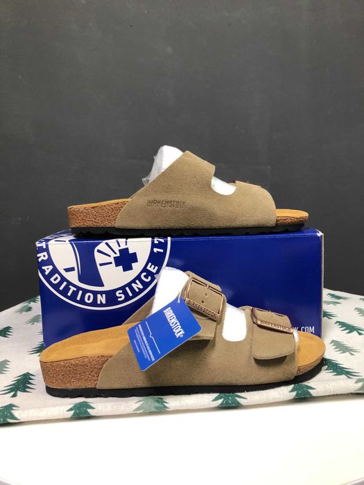 Birkenstock Arizona Suede Leather Taupe Narrow Width Sandals R.38
