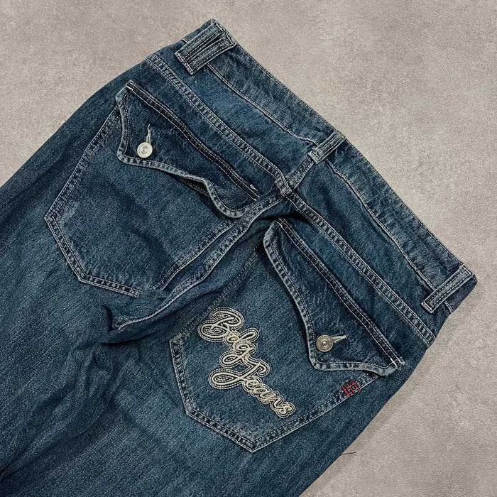 Vintage Spodnie Jeansy Y2K Rap Hip Hop Pocket Denim Pants Haft Retro