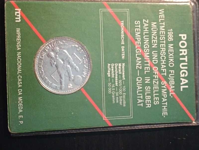 100 Escudos - Futebol México 1986 - Brilhante / Não circulada - Prata*