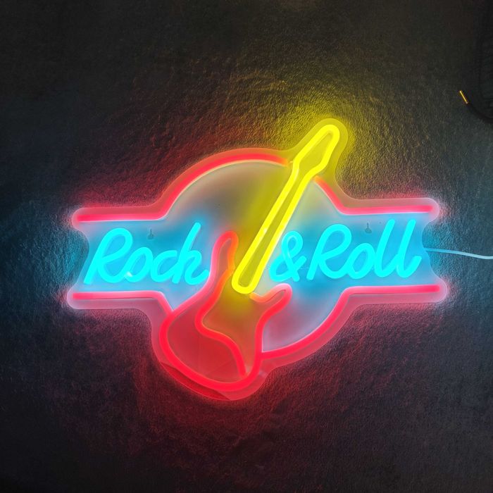Sinal de Luz Néon Rock And Roll Guitarra