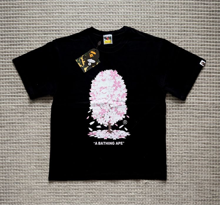 Nowa Oryginalna Koszulka Bape Sakura Tee | Bluzka BAPE T-shirt | Damska Męska Dziecięca Unisex Koszulka z małpą A Bathing Ape | Czarna Rozmiar M
