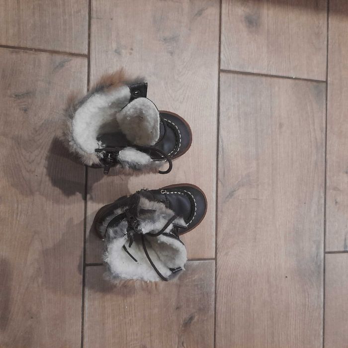 Buty zimowe dla dziewczynki POM D'API, skórzane, rozm. 24, kolor brąz