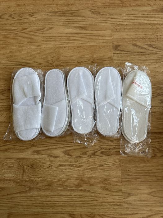 Ciapcie kapcie hotelowe białe nowe 5 par